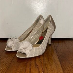 Elegant Cream Peep-Toe Heels